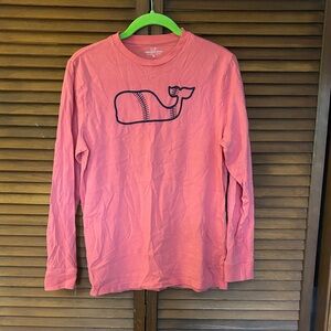 Vineyard Vines Kids Coral Whale Long Sleeve Tee